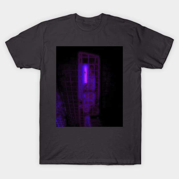 Digital collage and special processing. Bizarre. Room of suffering. Blue and violet, neon and glow. T-Shirt by 234TeeUser234